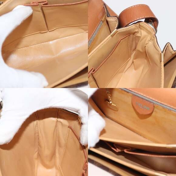 CELINE Macadam Canvas Shoulder Bag Pvc Leather Brown Gold - Picture 12 of 13